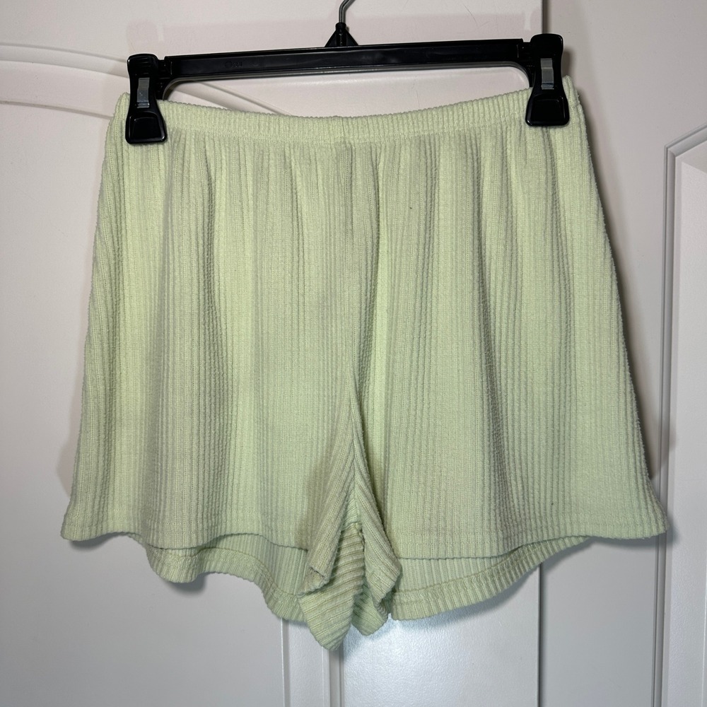 The Foxy Kind Ribbed Lounge Shorts Womens Large Lime Green Knit Home‎ Bottoms